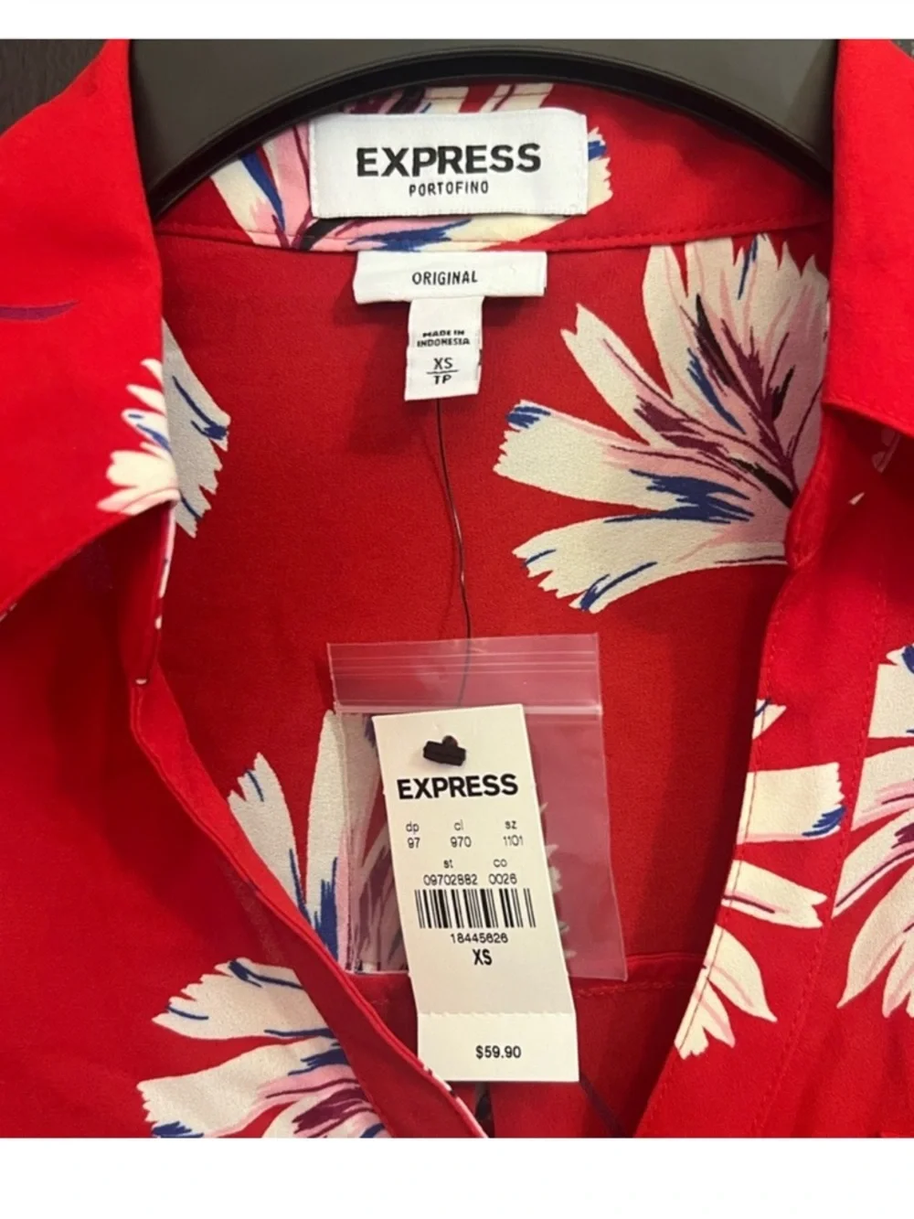 EXPRESS Portofino Red Floral Button-Up Blouse - Picture 4 of 5